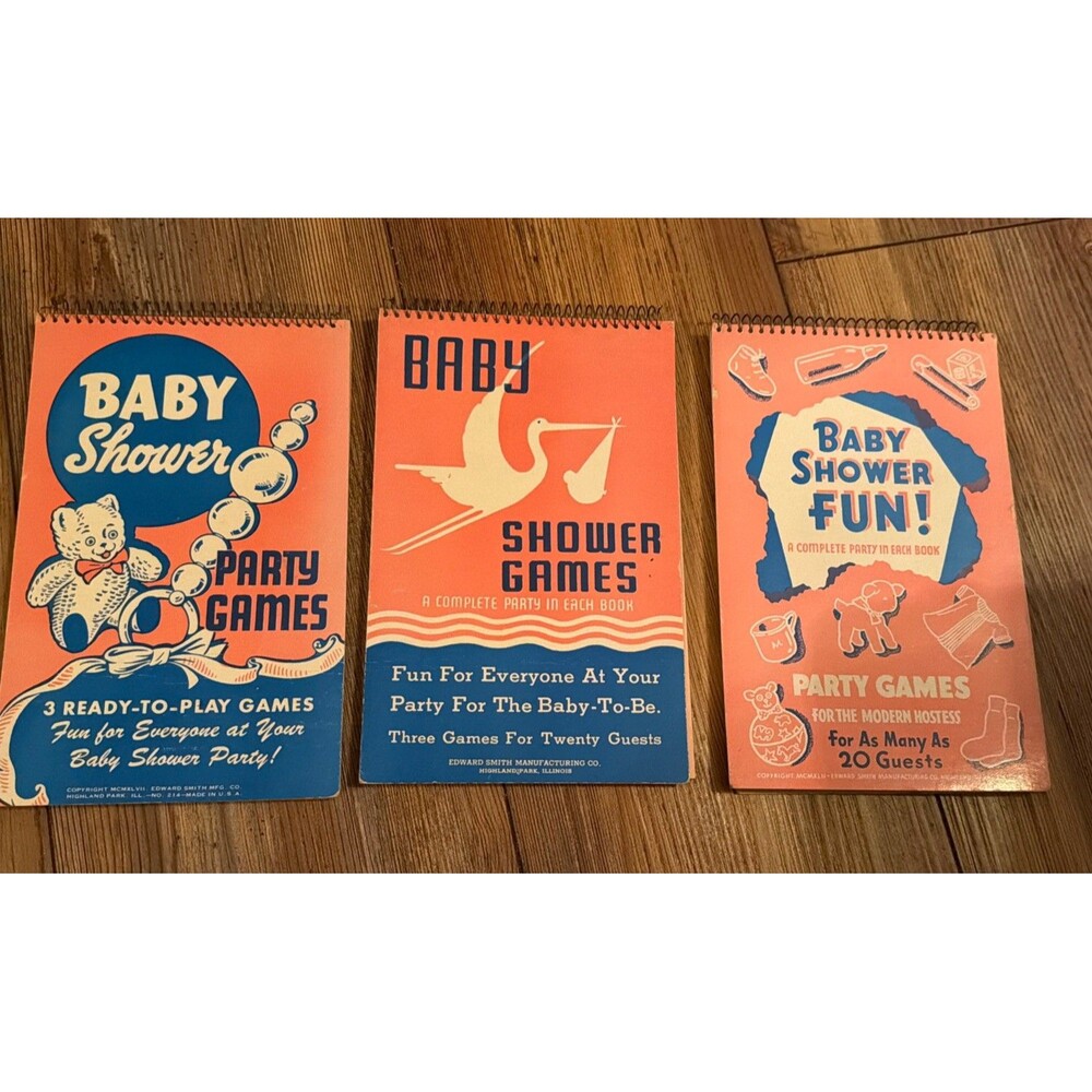 3 Vintage 1942 Baby Shower Game Books Booklets Party Games Props/Retro Theme.USA